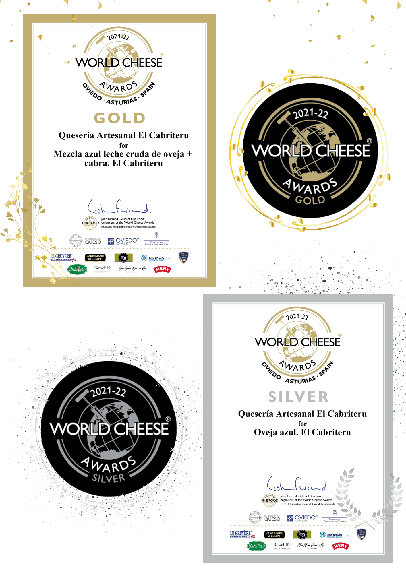 Quesería El Cabriteru medalla de oro y medalla de plata en los World Cheese Awards prensa y medios comunicación